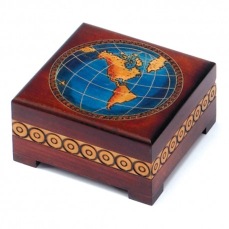 Polish Wooden Box - World Map