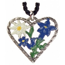 Heart with Edelweiss Pewter Necklace