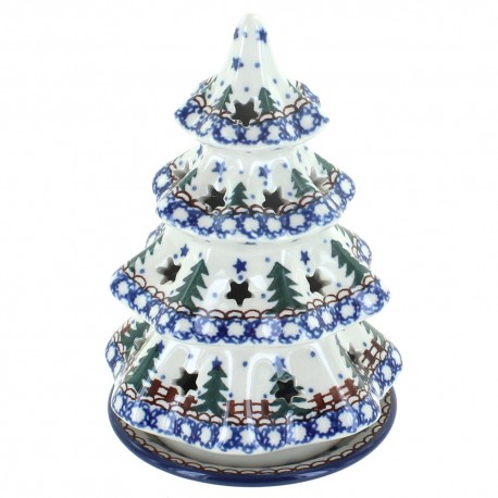 Polish Pottery 6" Christmas Tree Luminary - Pines