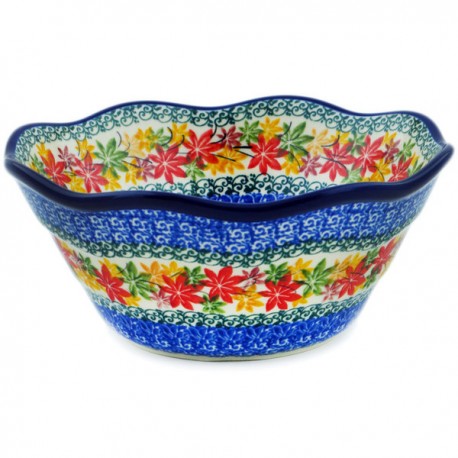 Polish Pottery Wavy Bowl - 8" - Maple Harvest