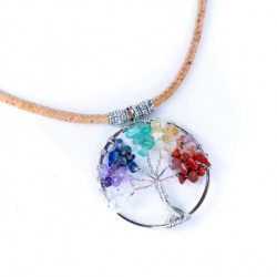 Tree of Life Quartz and Cork Necklace Handmade in Portugal