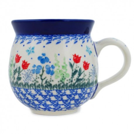 Polish Pottery Bubble Mug - 12 oz - Patriotic Garden