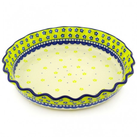 Polish Pottery Fluted Pie Baker - 10" - Sunshine