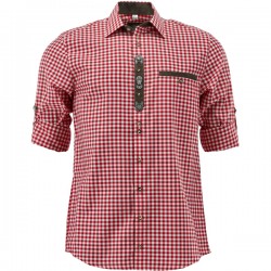 L German Traditional Men's Fest Shirt Red/White