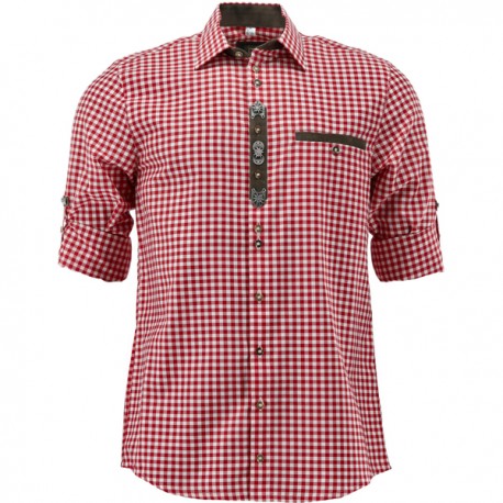 L German Traditional Men's Fest Shirt Red/White