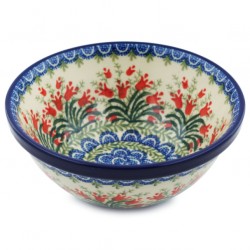 Polish Pottery Bowl - 6.5" - Crimson Bells