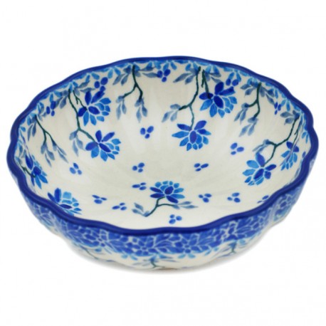 Polish Pottery Scalloped Bowl - 5" - Clover