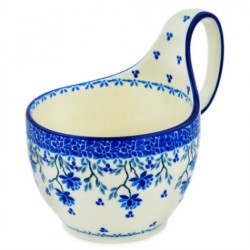 Polish Pottery Bowl - 4" with Handle - Clover