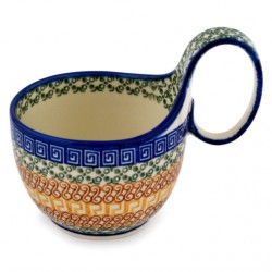 Polish Pottery Bowl - 4" with Handle - Autumn