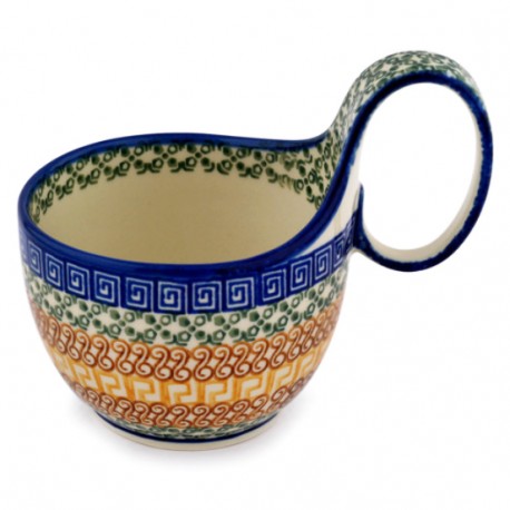 Polish Pottery Bowl - 4" with Handle - Autumn