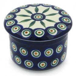 Polish Pottery Butter Crock - French Style - Peacock