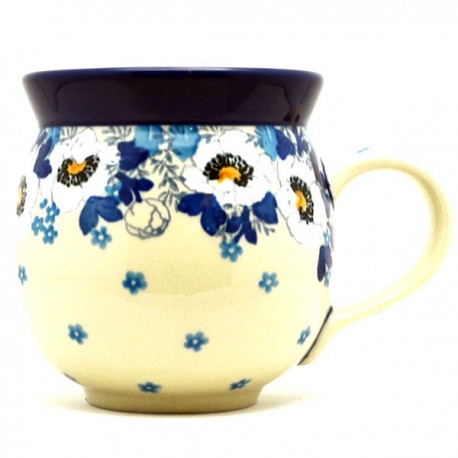 Polish Pottery Bubble Mug - 12 oz - Snow Poppy