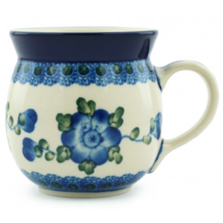 Polish Pottery Bubble Mug - 8 oz - Blue Poppy