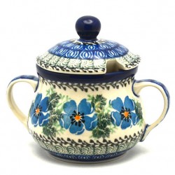 Polish Pottery Sugar Bowl with Lid - Morning Glory