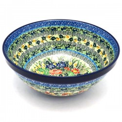 Polish Pottery Bowl - 9" - Glorious Garden - Unikat