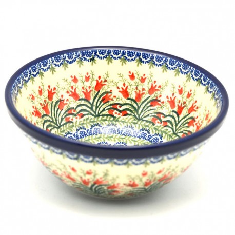 Polish Pottery Bowl - 8" - Crimson Bells