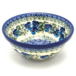 Polish Pottery Bowl - 8" - Blue Pansies