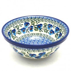 Polish Pottery Bowl - 5.5" - Blue Pansies