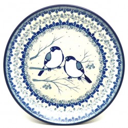 Polish Pottery Plate - 8" - White Birds - Unikat