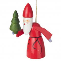 Santa with Tree Wooden Ornament Handmade in Germany