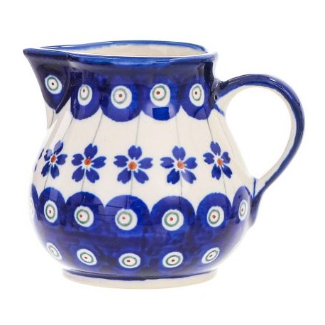 Polish Pottery Cream Pitcher - Floral Peacock