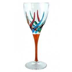 Italian Wine Glass - Multicolor with Orange Stem