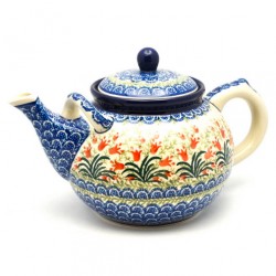 Polish Pottery Tea or Coffee Pot - 61 oz. - Crimson Bells