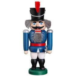 Blue Hussar Soldier Nutcracker - 8" - Handmade in Germany