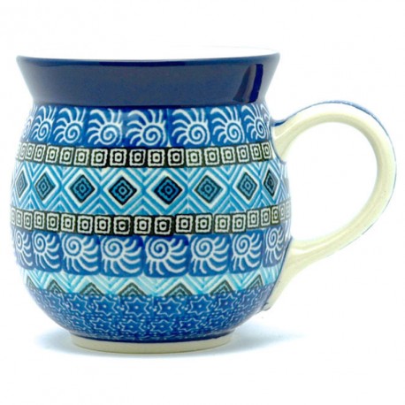 Polish Pottery Bubble Mug - 16 oz - Aztec Blue