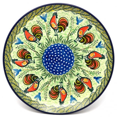 Polish Pottery Plate - 10" - Rooster - Unikat