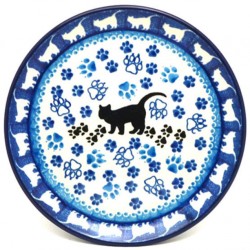 Polish Pottery Plate - 6" - Black Cat