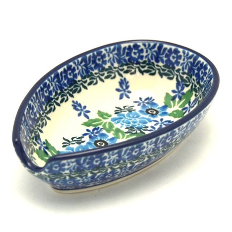 Polish Pottery Spoon Rest - 5" - Wild Indigo