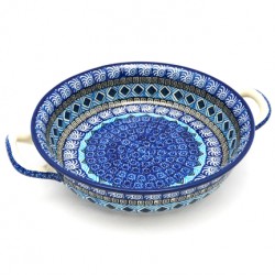 Polish Pottery Round Baker - 8" - Aztec Blue