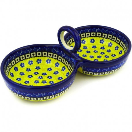 Polish Pottery Double Serving Bowl - Sunburst