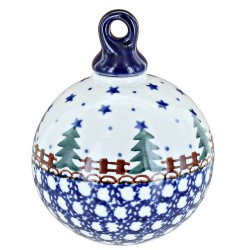 Polish Pottery Ball Ornament - 4" - Pines