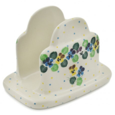 Polish Pottery Napkin Holder - Colorful Pansies