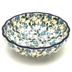 Polish Pottery Scalloped Bowl - 5" - Forget-Me-Not