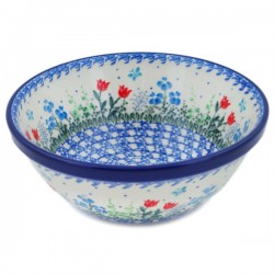 Polish Pottery Bowl - 6.5" - Patriotic Garden