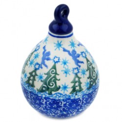 Polish Pottery Drop Ornament - 4" - Blue Angel