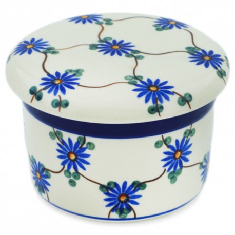 Polish Pottery Butter Crock - French Style - Daisy Lattice