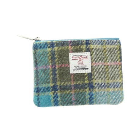 Harris Tweed Coin Purse - Turquoise and Grey